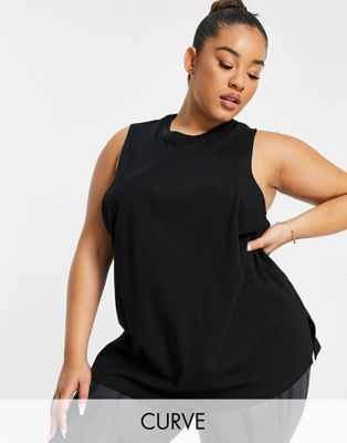 ASOS 4505 Curve icon vest with drop arm hole in cotton in black - ASOS Price Checker