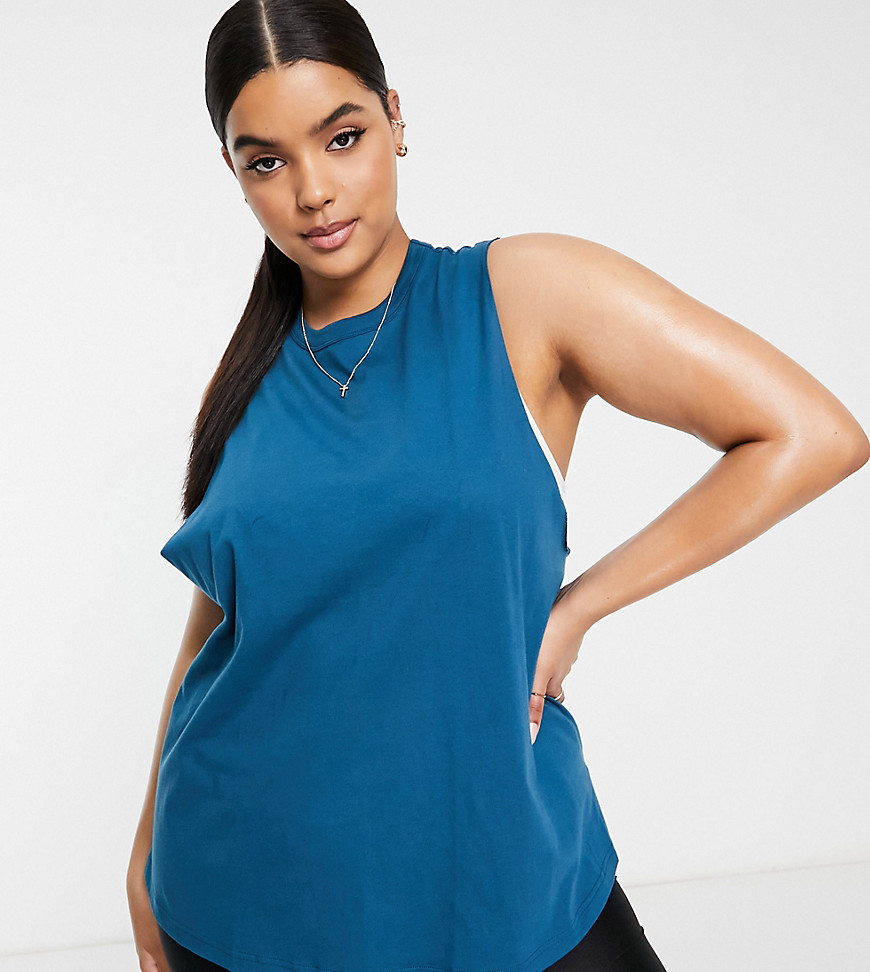 ASOS 4505 Curve icon tank top with drop arm hole in organic cotton-Green