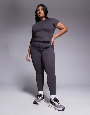 Asos Design 4505 Curve Icon Yoga Soft Touch Gym Leggings In Granite Gray