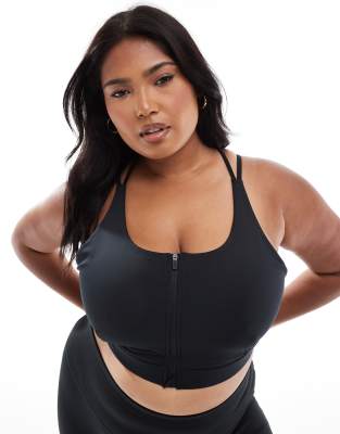 4505 Curve Icon zip front high support sports bra in black