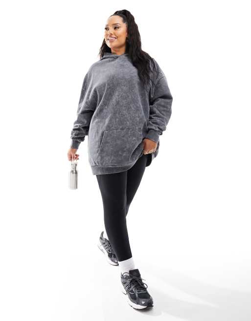 ASOS 4505 Curve – Lang geschnittener Kapuzenpullover mit angerauter Rückseite 