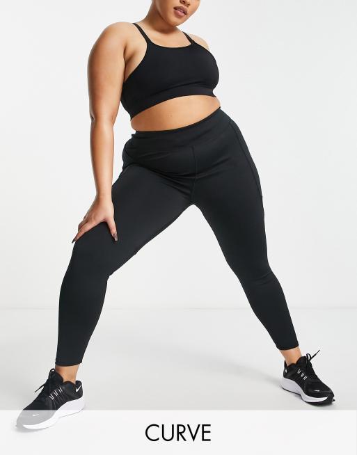 ASOS 4505 Curve – Laufleggings mit Taillenschnürung, Tasche und Logosymbol 