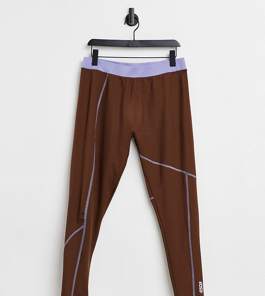 ASOS 4505 Curve legging with contrast waist and seam detail-Brown