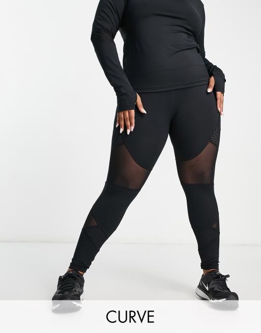 ASOS 4505 Curve - Leggings con pannelli traforati e a rete in coordinato