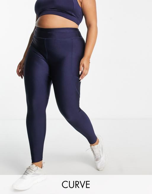 ASOS 4505 Curve - Leggings da corsa allacciati in vita lucidi 