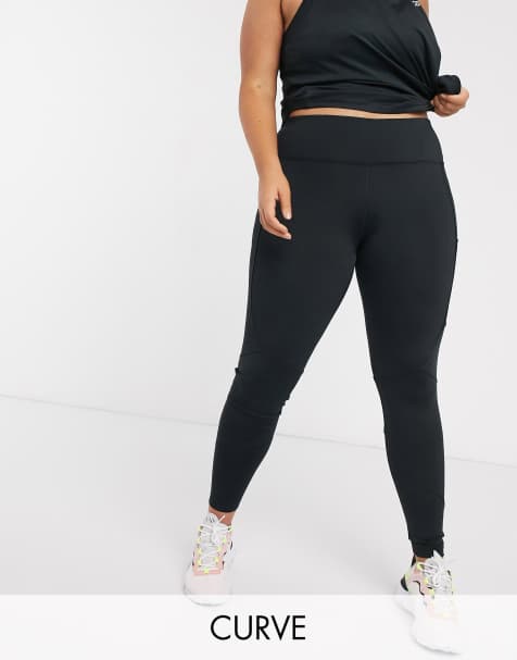 ASOS 4505 Curve – Leggings mit Logo und figurformendem Saumdetail am Bauch