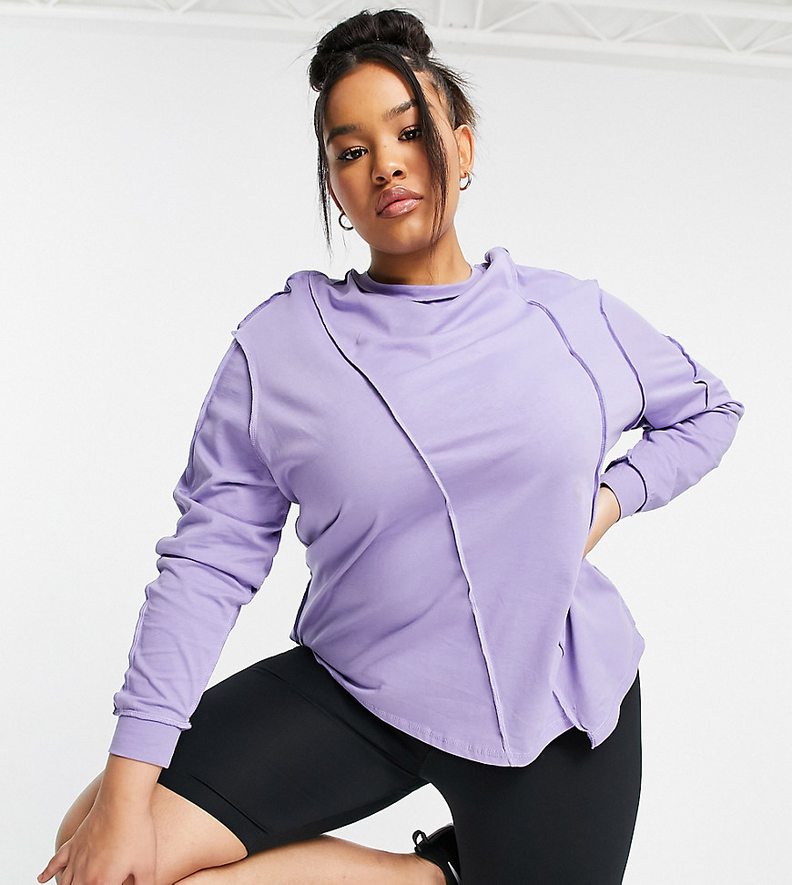 ASOS 4505 Curve long sleeve t-shirt with cutabout seams in purple