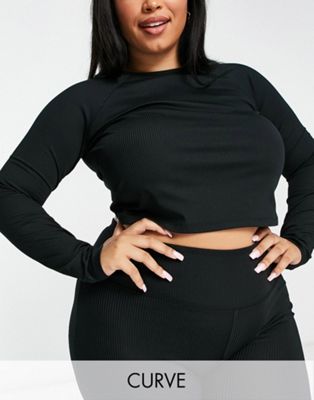 ASOS 4505 Curve long sleeve training top in rib co ord - ASOS Price Checker