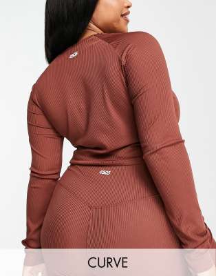 ASOS 4505 Curve long sleeve training top in rib - part of a set