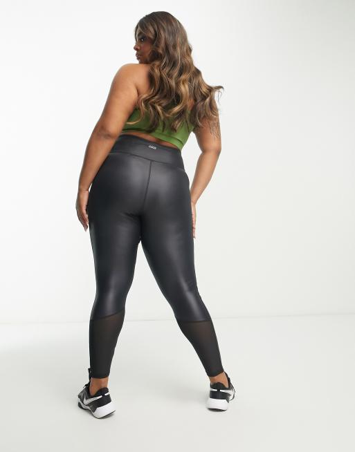 ASOS 4505 Curve mesh wet look legging in black