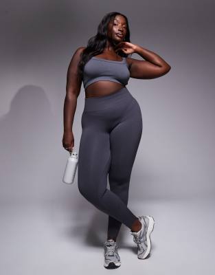 Asos Design 4505 Curve Sculpting Seamless High Waist Gym Legging In Dark Gray