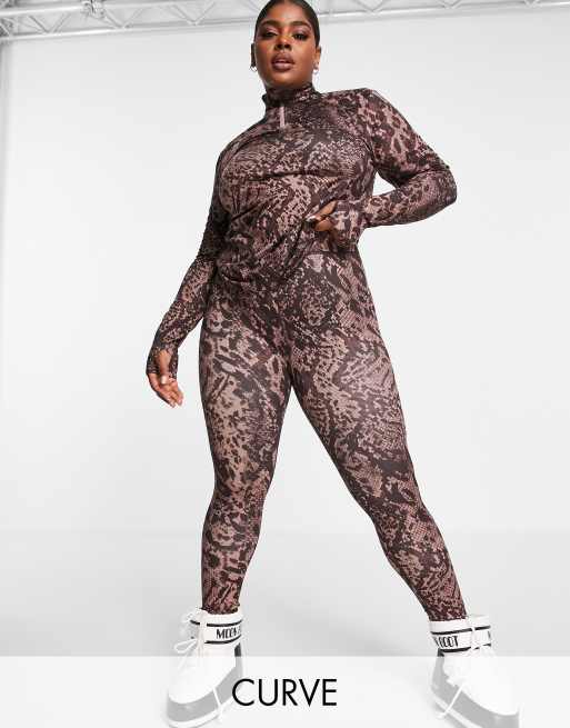 ASOS 4505 ski base layer legging in thermal brushed animal print