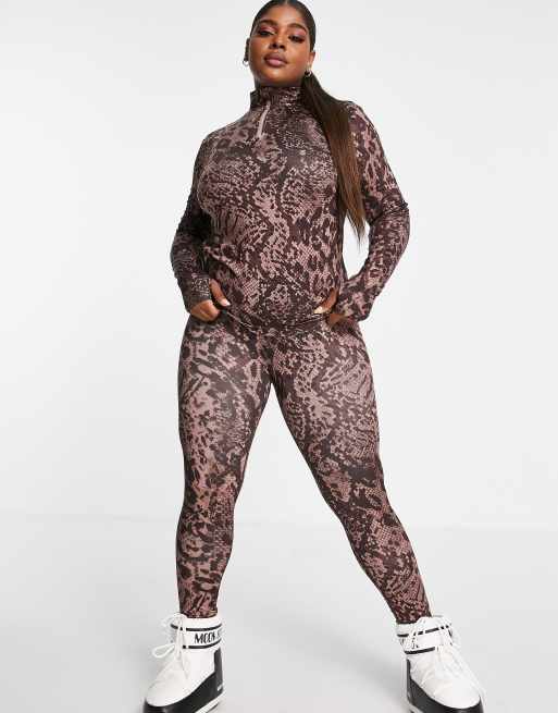 ASOS 4505 Curve ski base layer legging in thermal brushed animal print