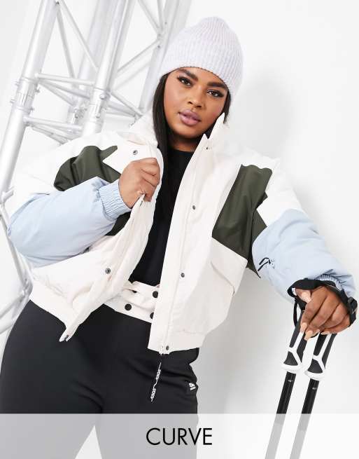 Asos Design 4505 Petite Ski Printed Check Oversized Ski Jacket-multi