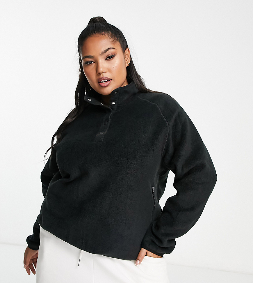 ASOS 4505 Curve ski fleece with poppers in black