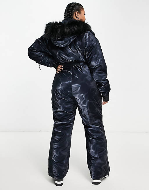 ASOS 4505 Curve ski high shine all in one suit in navy | ASOS