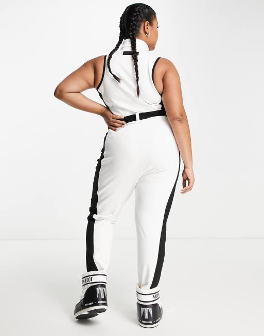 ASOS 4505 Curve Ski Suit All-in-One with Mono Contrast detail-White