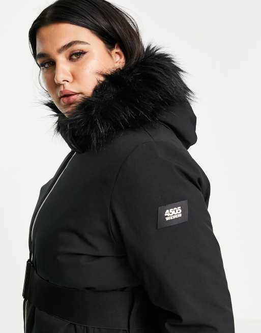ASOS 4505 Curve – Skijacke mit Gürtel und kunstfellbesetzter Kapuze, 3 von 4