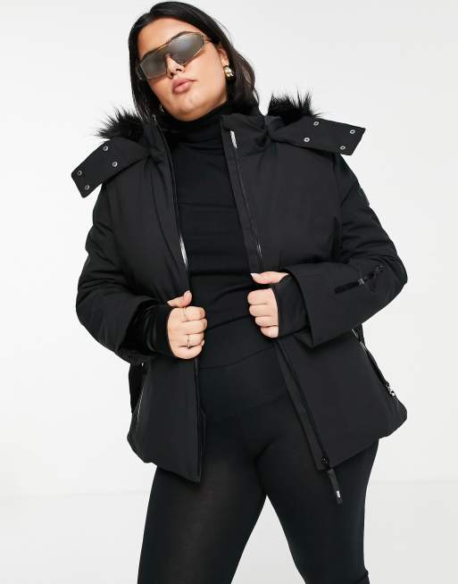 ASOS 4505 Curve – Skijacke mit Gürtel und kunstfellbesetzter Kapuze, 4 von 4