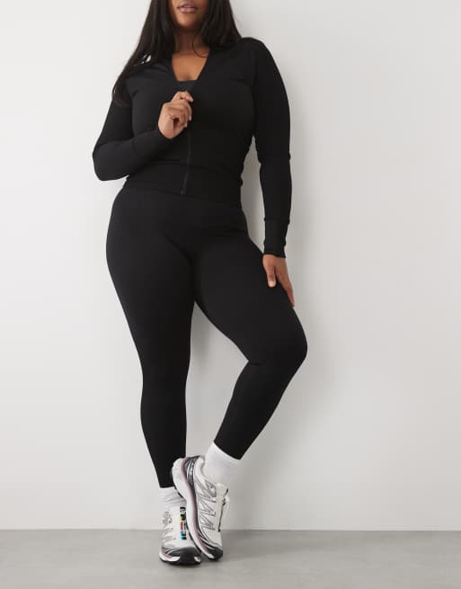 ASOS 4505 Curve sømløse træningsleggings med høj talje i sort, 2 af 5