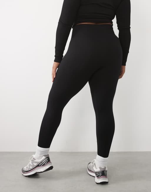 ASOS 4505 Curve sømløse træningsleggings med høj talje i sort, 4 af 5