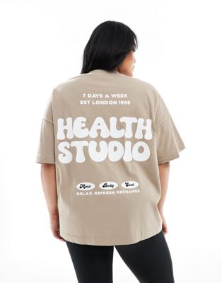 ASOS 4505 Curve Studio oversized heavyweight health back print t-shirt latte