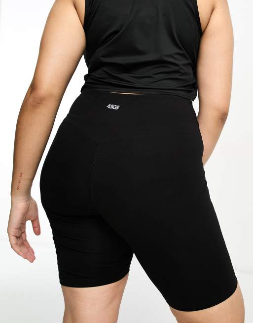 ASOS 4505 Curve – Svarta leggingsshorts i bomull med logga, 20cm benlängd