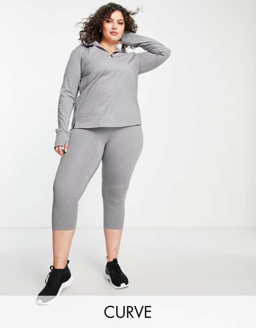 ASOS 4505 Curve – Szare legginsy do biegania typu capri z logo 
