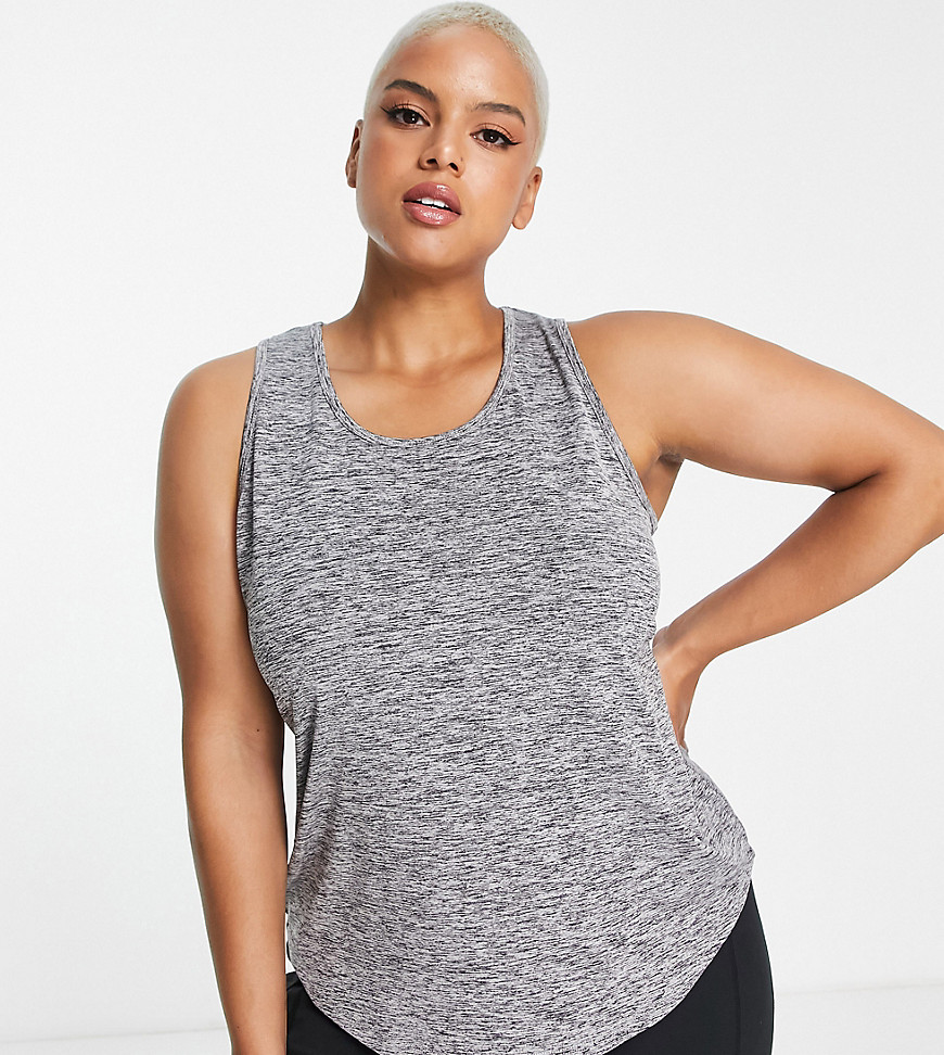 ASOS 4505 Curve tank top in heather with back detail-Gray