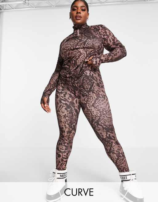 ASOS 4505 Curve - Thermische ski-basislaaglegging met geborstelde dierenprint