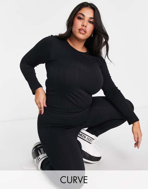 ASOS 4505 Curve - Top da sci base layer in maglia a trecce a maniche lunghe