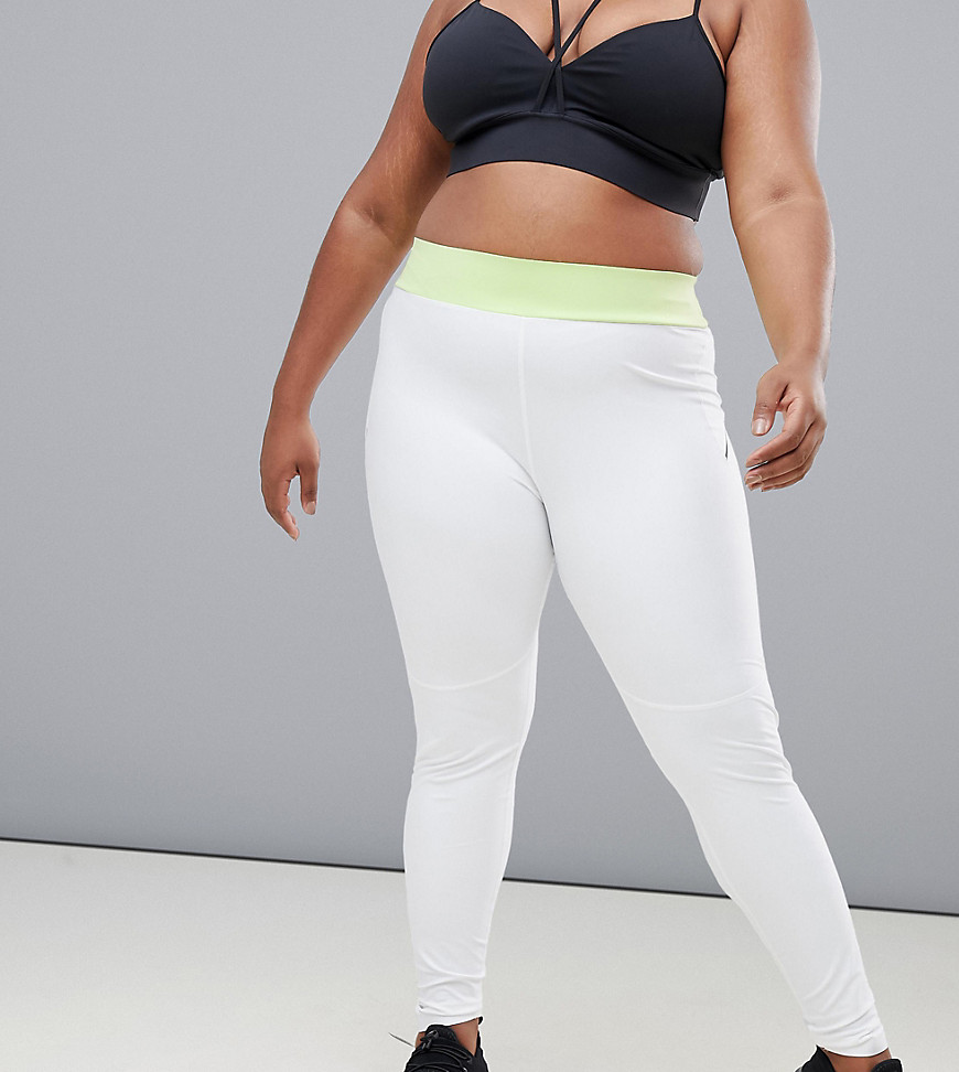ASOS 4505 Curve training legging with bonded waistband and laser cut technology-White