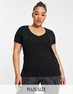 ASOS 4505 Curve v neck performance t-shirt with cap sleeve