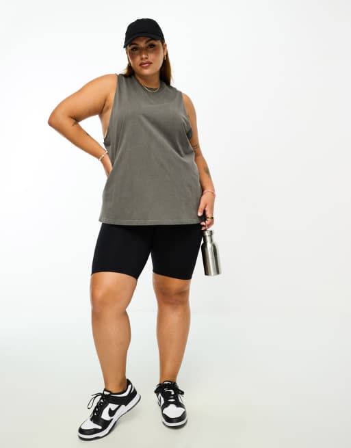 ASOS 4505 Curve vest with drop arm hole in washed cotton with quick dry - GREY