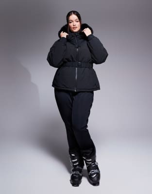 Asos Design 4505 Curve Water Repellent Insulated Ski Jacket In Black