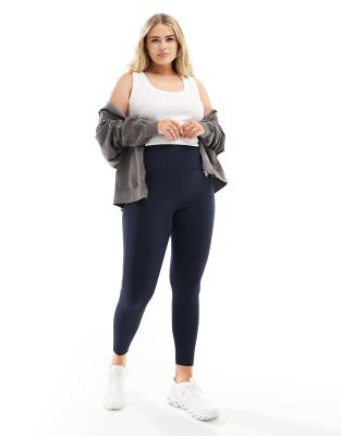 Asos Design 4505 Curveicon Running Tie Waist Gym Leggings With Phone Pocket  In Navy