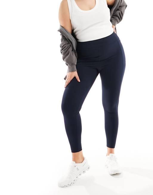 ASOS 4505 CurveIcon running tie waist gym leggings with phone pocket in navy