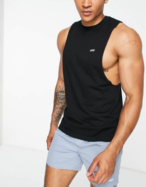 ASOS 4505 – Czarny szybkoschnących top treningowy bez rękawów z głębokim wycięciem pod pachą 