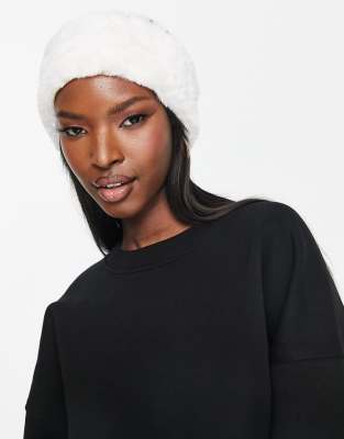 Asos Design 4505 Faux Fur Ski Headband-white