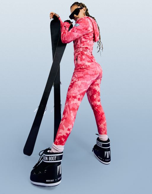 ASOS 4505 fitted belted ski suit in tie dye print