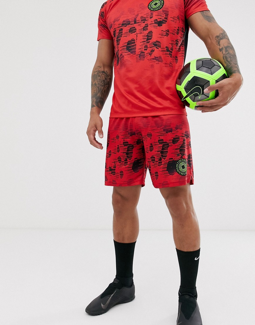 ASOS 4505 football shorts with animal print-Red