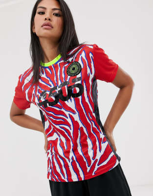 ASOS 4505 football t-shirt in animal print-Multi