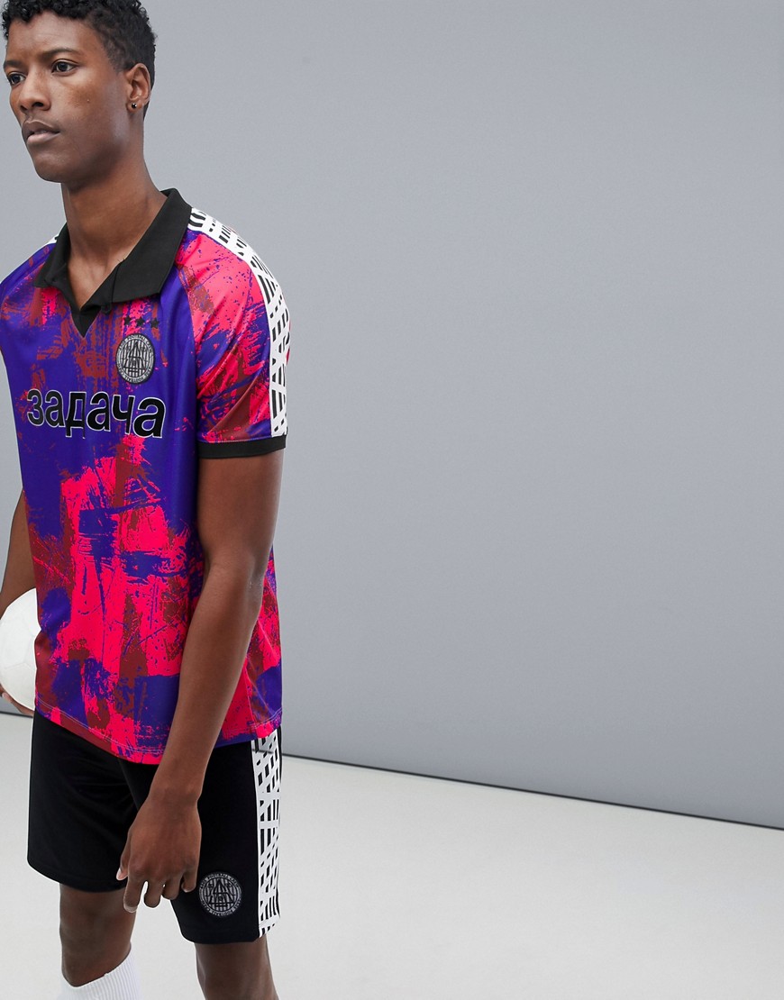 ASOS 4505 football t-shirt with all over print-Pink