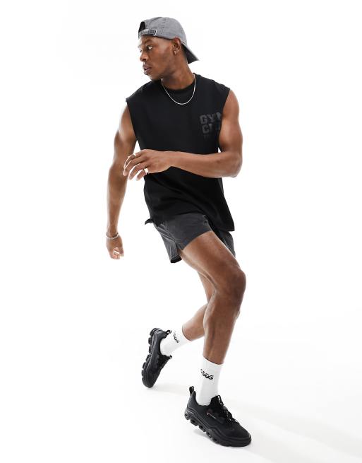 ASOS 4505 Gewebte Trainingsshorts in verwaschenem Schwarz ASOS