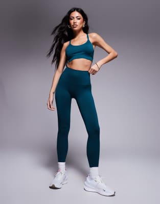 ASOS 4505 - Glatte, nahtlose Sport-Leggings in Tannengrün mit hoher Taille