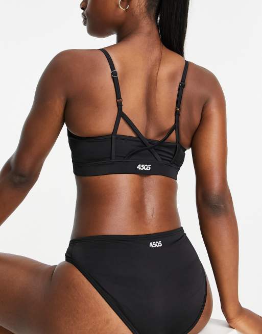 ASOS 4505 – Góra od bikini do pływania z dekoltem karo i ozdobnymi ramiączkami na plecach