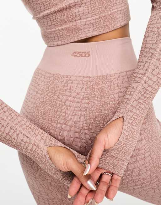 ASOS 4505 – Gråbruna, seamless leggings i krokodilskinnsmönstrad jacquard med omlottmidja, 3 av 4