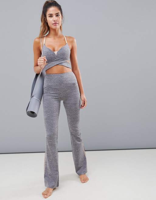 ASOS 4505 grey marl yoga wrap around bra