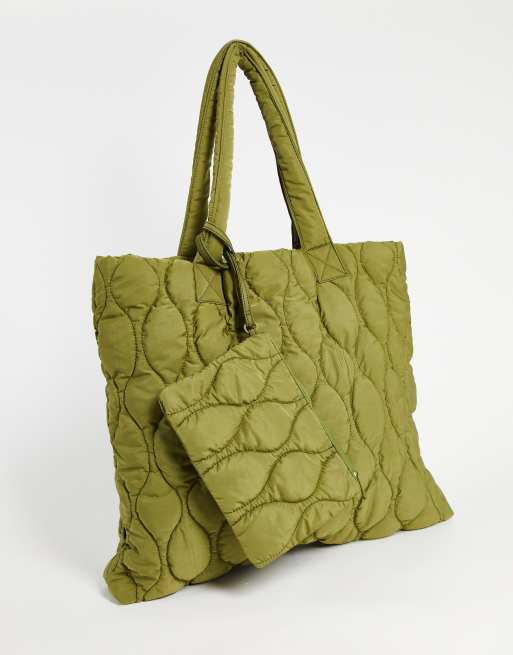 ASOS 4505 puffer quilted tote with internal bag