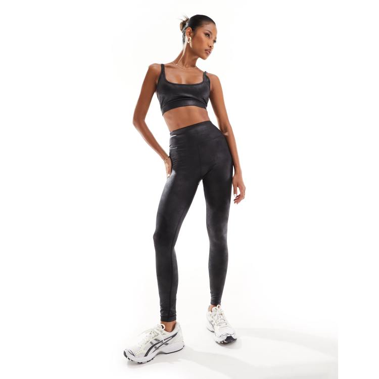 ASOS 4505 gym legging in cracked leather effect in black